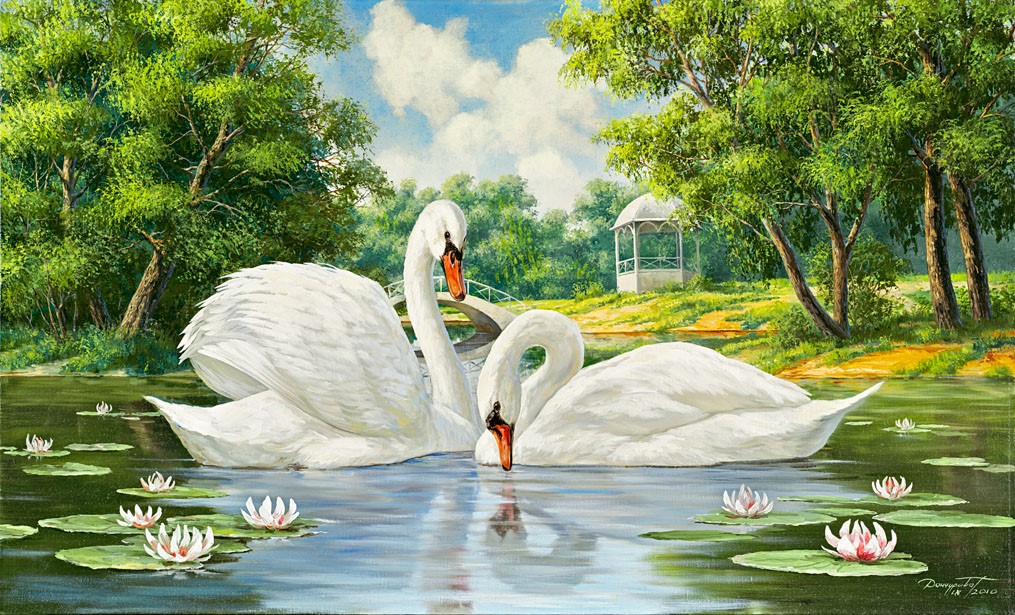 Картина С Лебедями